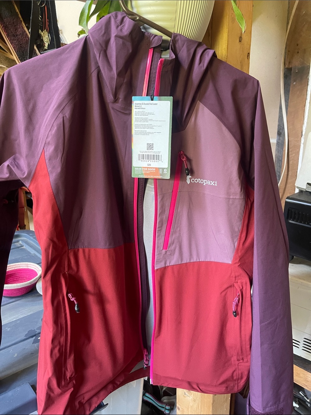 cotopaxi Women's Colorblock Ski Jacket in Plum, Mauve & Red
